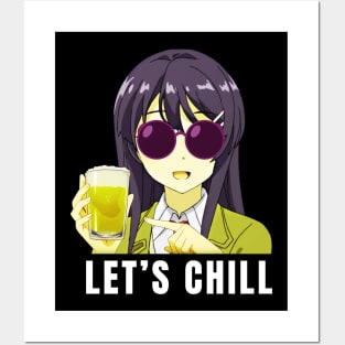 Let's Chill Cool Anime Girl Posters and Art